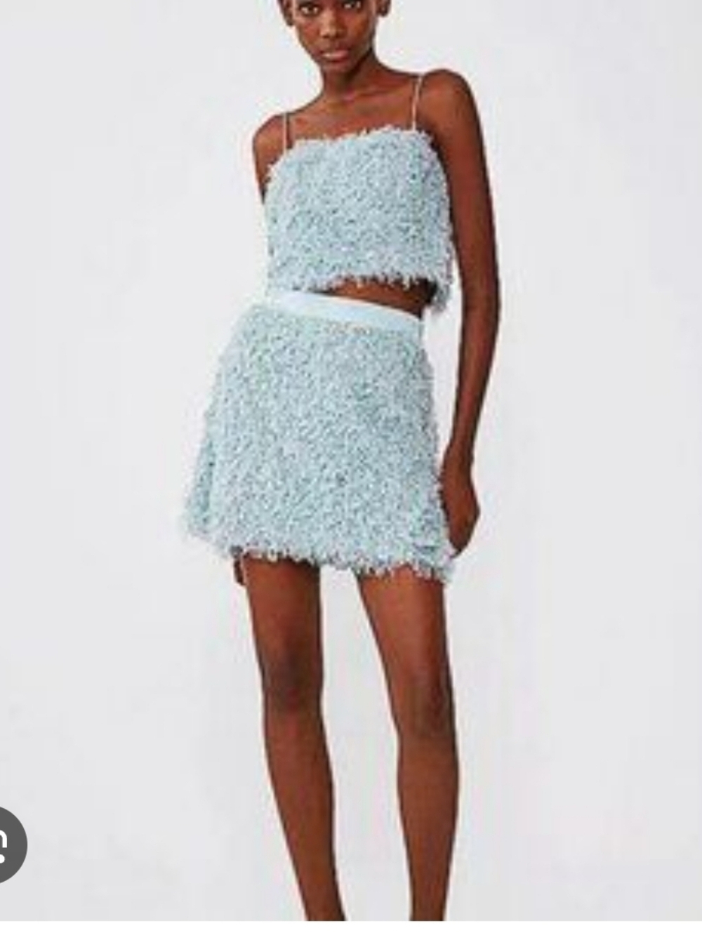 ZARA | feather-effect mini skirt blue Sz M